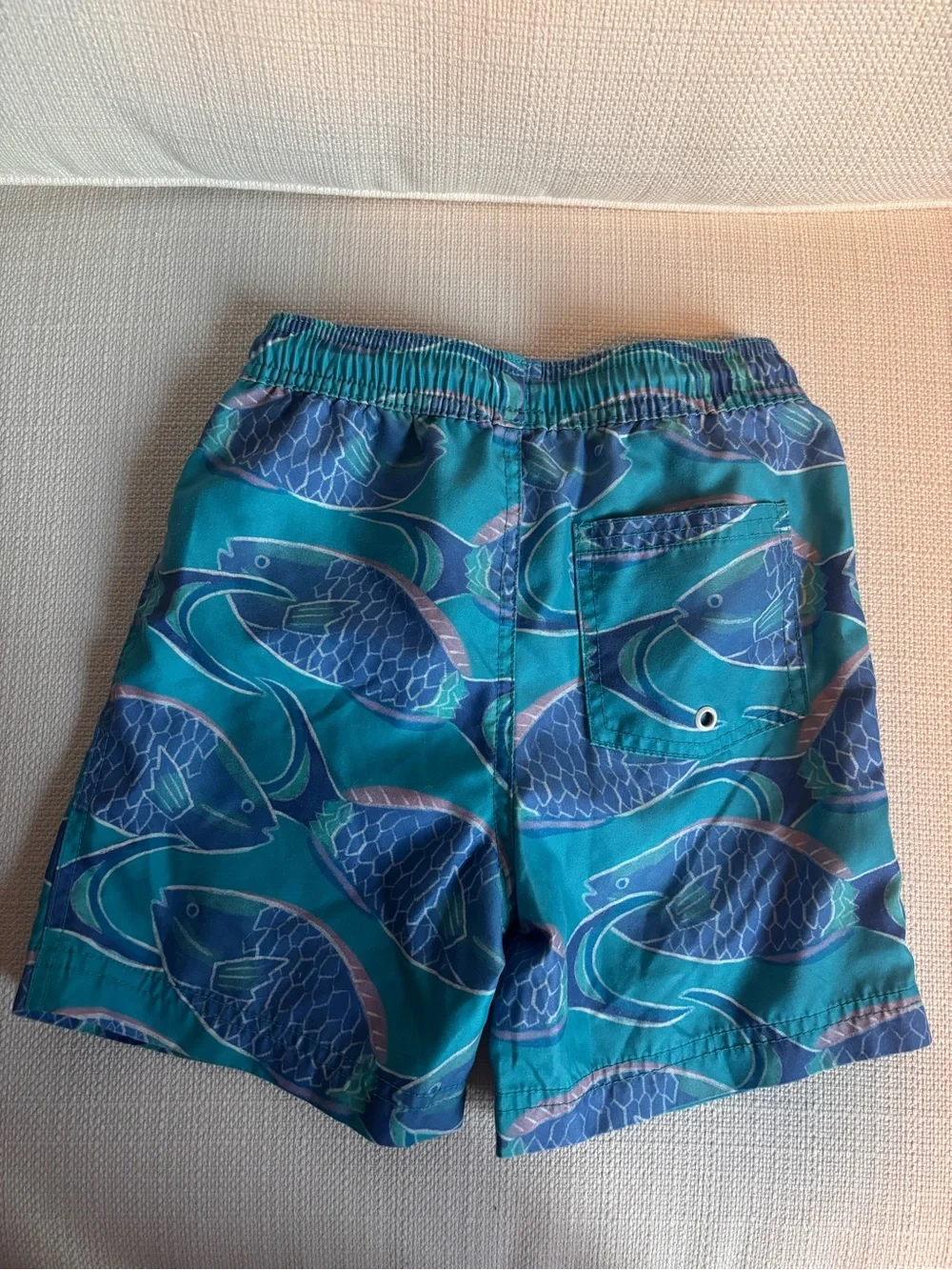 Tea Collection Teal & Blue Fish-Pattern Swim Shorts